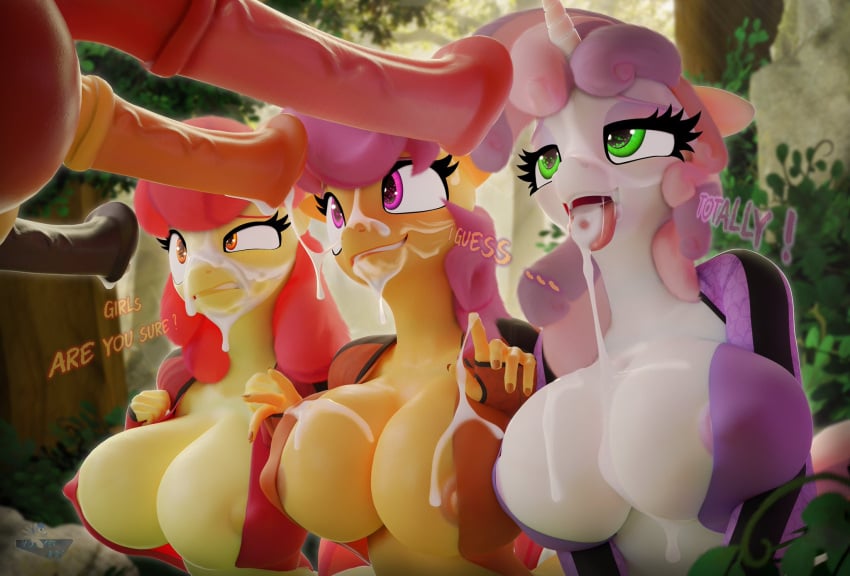 3boys 3d 3d_(artwork) 3girls absurd_res anthro apple_bloom_(mlp) big_breasts big_macintosh_(mlp) big_penis blender_(software) bodily_fluids breasts clothing cum cum_in_mouth cum_on_face digital_media_(artwork) equid equine facial female friendship_is_magic genital_fluids genitals green_eyes group hasbro highres hooves-art horse horsecock huge_breasts huge_cock jacket male male/female mammal multicolored_hair multiple_boys multiple_girls my_little_pony orange_eyes penis penis_out pink_eyes pink_hair pony red_hair scootaloo_(mlp) sweetie_belle_(mlp) thunderlane_(mlp)