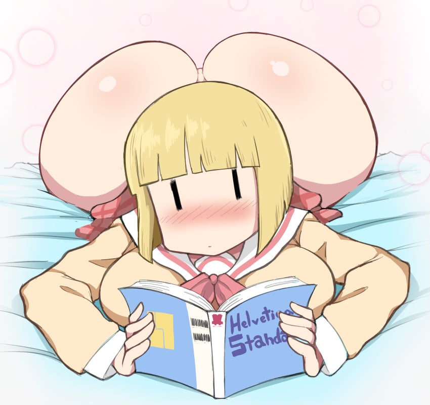 1girls absurd_res alternate_version_available ass big_ass big_breasts big_butt blonde_hair blush bottomless breasts female high_resolution huge_ass huge_breasts large_ass large_breasts mob_face nichijou no_panties sekiguchi_yuria short_hair skirt skirt_lift solo thanuki thanukiart