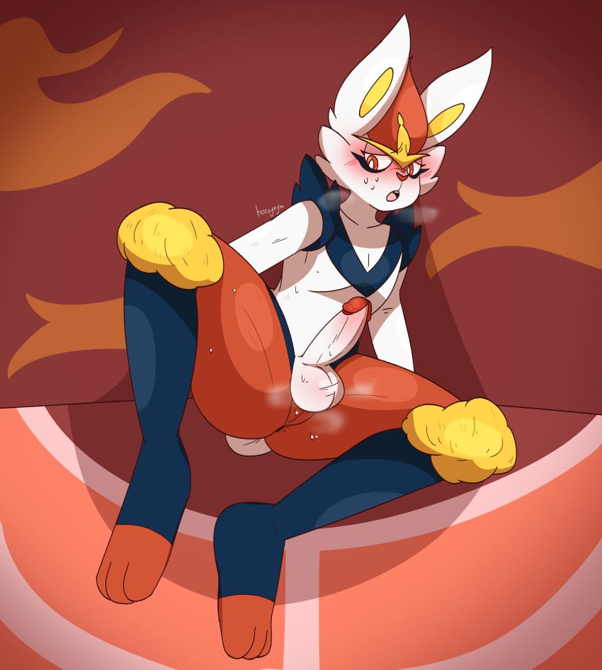 1boy 2020 balls cinderace furry furry_only hornynym male male_cinderace male_only male_pokemon musk nintendo penis pokémon_(species) pokemon pokemon_(species) pokemon_ss solo solo_male sweat