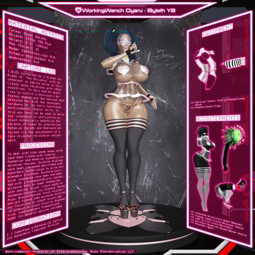 big_ass big_breasts body_modification bodysuit byleth_(fire_emblem) byleth_(fire_emblem)_(female) corruption drone dronification fire_emblem fire_emblem:_three_houses gyaru_gal high_heels ibex-cg ibex_(company) mind_break mind_control transformation workingwench_(ibex)