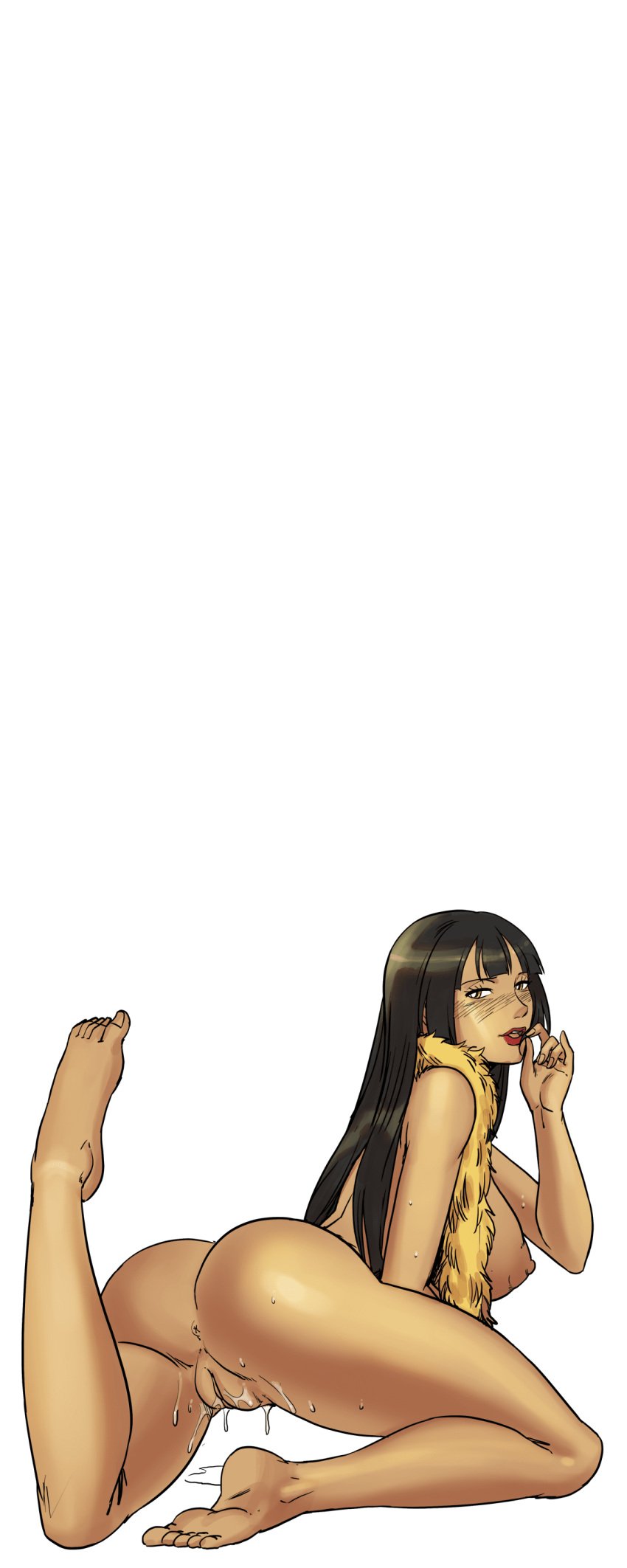 anus ass barefoot black_hair boa_hancock breasts brown_eyes candy cg cleft_of_venus completely_nude cum dark-skinned_female dark_skin feet female food full_body green_background hentai_heroes kinkoid large_breasts lollipop long_hair looking_at_viewer looking_back lying nipples nude official_art on_stomach parody pussy pussy_juice shtupra_(hentai_heroes) simple_background soles solo sweat toes tongue tongue_out towel towel_around_neck uncensored
