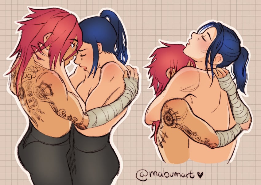 2girls arcane arcane_caitlyn arcane_vi canon_couple female lesbian_sex mabumart2 yuri