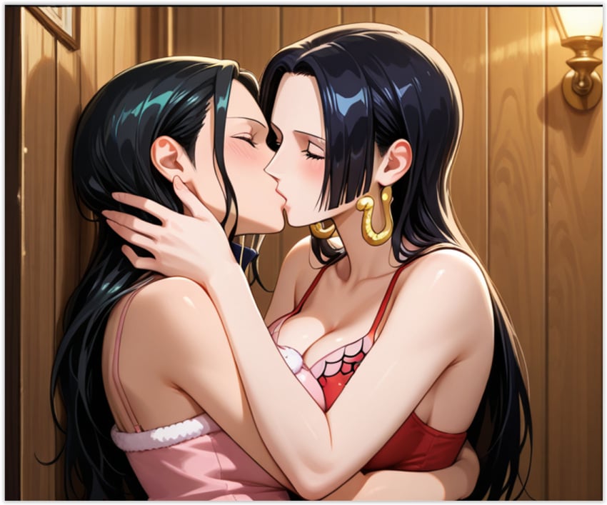2girls 2women ai_generated boa_hancock girl_on_girl lesbian_couple lesbian_domination lesbian_focus lesbian_kiss lesbian_sex nico_robin one_piece yuri yuri yuri