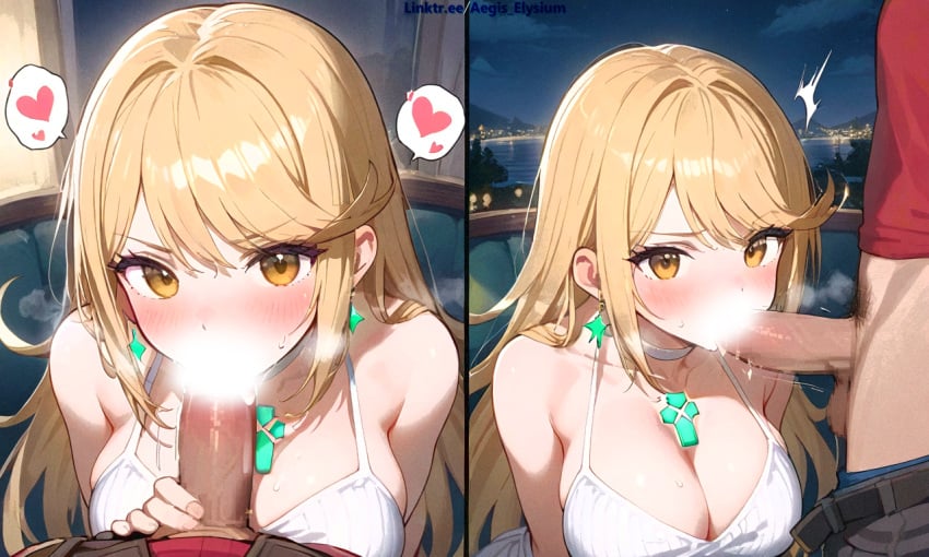 1boy 1girls absurdly_long_hair aegis_elysium ai-generated ai_generated blonde_hair blowjob blush breasts brown_hair bubble city cityscape cleavage core_crystal cowgirl_position earrings fellatio female gem hair_ornament headpiece heart heart_symbol huge_breasts indoors jewelry large_breasts long_hair male mythra_(xenoblade) navel night nintendo oral party_dress penis pov rex_(xenoblade) short_hair sitting solo_focus straddling sweat sweatdrop swept_bangs swimsuit tiara uncensored very_long_hair water watermark xenoblade_(series) xenoblade_chronicles_(series) xenoblade_chronicles_2 yellow_eyes