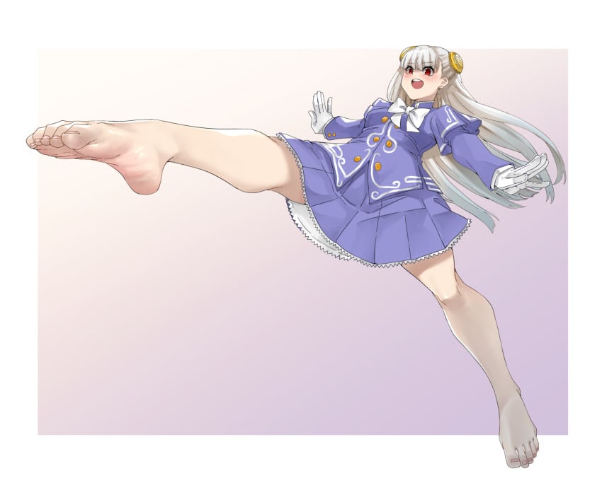 1girls blush blushing blushing_female capcom capcom_fighting_all-stars capcom_fighting_evolution capcom_fighting_jam clothed clothed_female eiji feet feet_focus female foot_fetish foot_focus gloves ingrid_(capcom) open_mouth red_eyes simple_background smile smiling soles soles_female solo solo_female solo_focus street_fighter street_fighter_alpha toes toes_scrunch white_hair wrinkled_feet wrinkled_soles