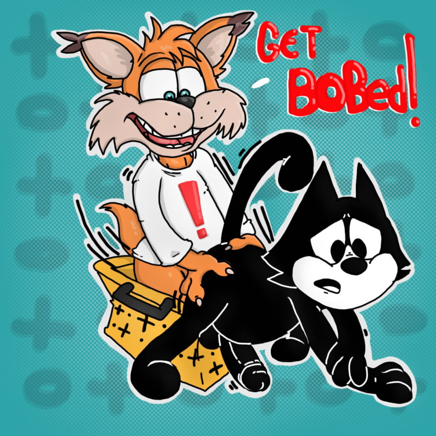 1:1 all_fours anal anal_sex anthro bobcat bubsy bubsy_(series) clothed clothing crossover doggy_style domestic_cat dreamworks duo felid feline felis felix_the_cat felix_the_cat_(series) from_behind_position genitals guil_bunny hi_res lynx male male/male mammal partially_clothed penetration penis sex video_games