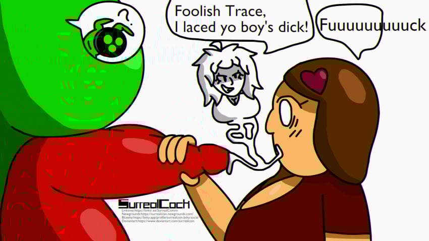 1boy 1boys 1girl1boy 1girls ? after_blowjob after_oral after_sex alien_boy amateur_artist apparition brown_hair brown_hair brunette_hair cum cum_apparition cum_in_mouth cum_magic cum_string female green_eyes green_skin heart_symbol human_girl human_woman i_laced_yo_shit interspecies kun_(surrealcock) laced meme meme_reference no_thoughts no_thoughts_head_empty oc ruby_(surrealcock) self_upload surreal surrealcock tagme this_shit_laced trace_(surrealcock) what_the_fuck_is_a_kilometer zero_braincells