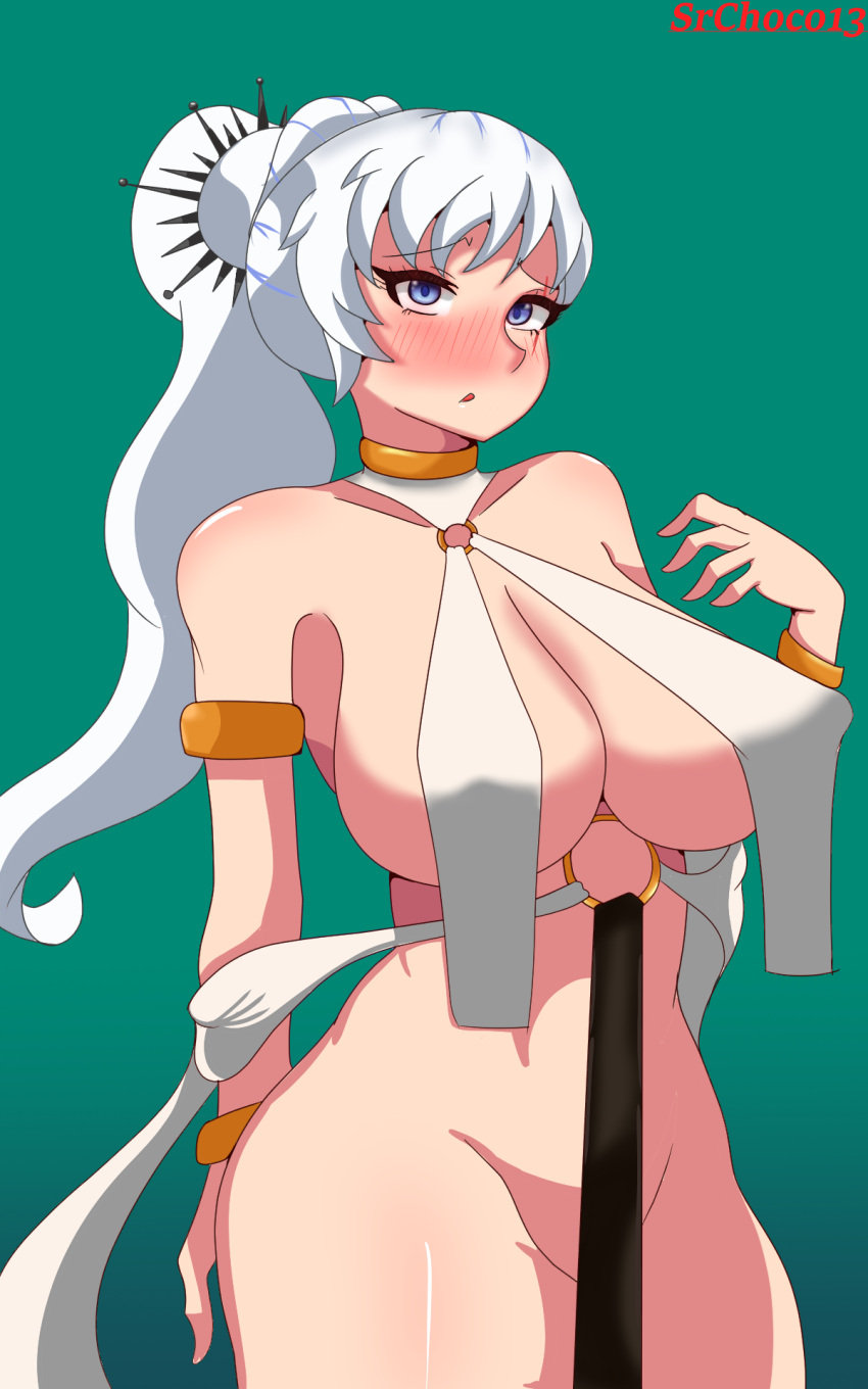 belly_dancer_outfit breast_curtains harem_outfit rwby srchoco13 tagme weiss_schnee