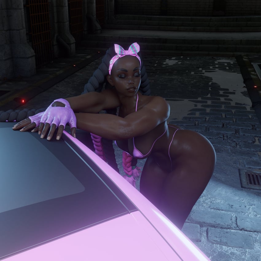 3d ass bikini bubble_butt busty capcom dark-skinned_female dark_skin dreadlocks female female_focus female_only hourglass_figure kimberly_jackson lacoux3d long_hair micro_bikini pinup pinup_pose street_fighter street_fighter_6 tagme wide_hips