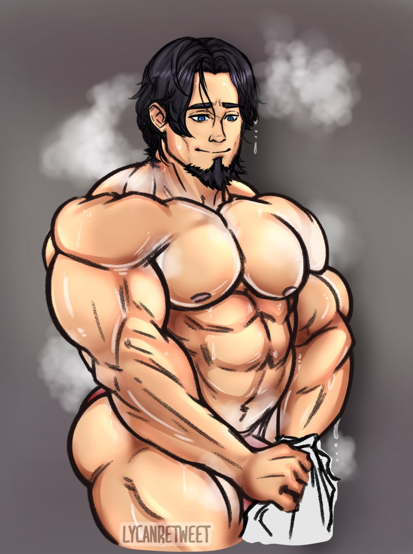 alternate_body_type alternate_universe anime big_muscles blue_eyes bodybuilder bodybuilding brown_hair dilf fate/grand_order fate/stay_night fate_(series) father goatee hairless huge_muscles lycanretweet male male_only muscle_fetish muscles muscular muscular_male musk musk_clouds no_body_hair pecs roidgut sweaty sweaty_body sweaty_muscles tokiomi_tohsaka towel