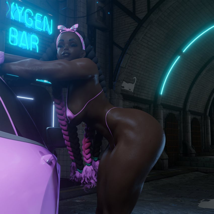 3d ass bikini bubble_butt busty capcom dark-skinned_female dark_skin dreadlocks female female_focus female_only hourglass_figure kimberly_jackson lacoux3d long_hair micro_bikini pinup pinup_pose street_fighter street_fighter_6 tagme wide_hips