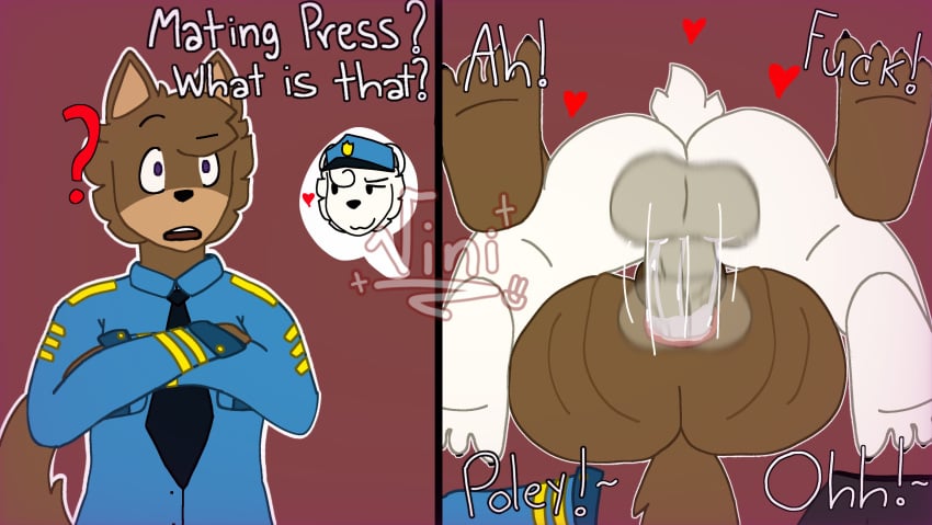 2boys anal_sex anthro anthro_on_anthro anus ass ass_focus big_ass big_balls big_penis brown_fur confused doggy_(piggy) domestic_dog duo fur furry furry_only gay gay_domination gay_male gay_sex heart hearts_around_body hearts_around_head instant_loss_2koma legs_apart legs_up male male/male male_anthro male_only mating_press mind_break moaning naked officer piggy_(game) polar_bear poley_(piggy) precum tail white_fur yaoi