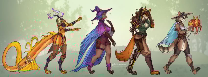 2025 akirasan36 anthro armor avian bird black_hair blue_fire blue_wings boots bottomwear breasts brown_body brown_hair canid canine cape clothing colored_fire countershading cybernetics cyborg detachable detachable_head domestic_ferret dragon dullahan european_mythology female fire flaming_neck footwear fox gauntlets genitals gloves green_body grey_body group hair handwear hat headgear headless headwear hi_res holding_head hybrid irish_mythology loincloth machine mammal melee_weapon modular mustelid musteline mythological_creature mythological_scalie mythology non-mammal_breasts orange_body owl pussy scales scalie shoes sword tan_body tan_countershading translucent translucent_clothing true_musteline walking weapon weasel wings witch_hat yellow_body yellow_scales