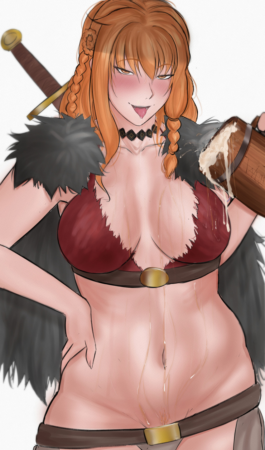 1girls alcohol blush clothing drunk female female_only midriff nami nami_(one_piece) no_bra no_panties one_piece seductive wuji_21