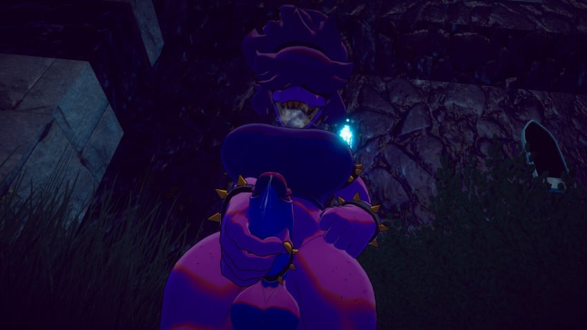 3d anthro deltarune futanari low-angle_view purple_skin susie_(deltarune) vrchat vrchat_avatar