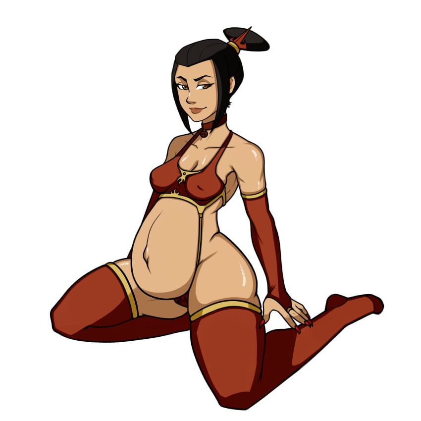 1girls avatar_legends avatar_the_last_airbender azula belly big_belly black_hair brown_eyes cleavage erect_nipples female female_only knarf_at_night nickelodeon nipple_bulge outie_navel pregnant skimpy solo solo_female thick_thighs white_background