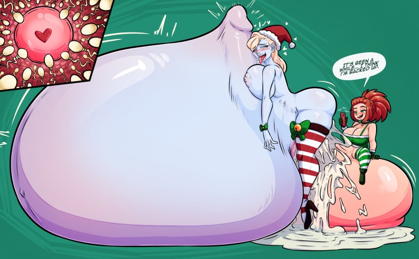 balls_bigger_than_body christmas cumflation futa_on_female futanari gigantic_penis gigantic_testicles penis_bigger_than_body shortstack stomach_bulge_paizuri tourin17