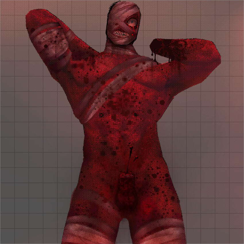 1boy 3d_(artwork) amputated_arm amputated_leg amputation amputee armless armless_amputee armpits arms_up balls ballsack bandaged_arm bandaged_chest bandaged_hand bandages bleeding blood completely_nude completely_nude_male curly_(mouthwashing) exposed_teeth eyeball gore guro hand_behind_head legless legless_amputee male male_only meat missing_eye missing_hand mouthwashing mouthwashing_(game) muscular_male no_clothes penectomy penis penis_out ps2 scrotum severed_genitals severed_penis shafiri skinned skinned_male solo solo_focus solo_male testicles