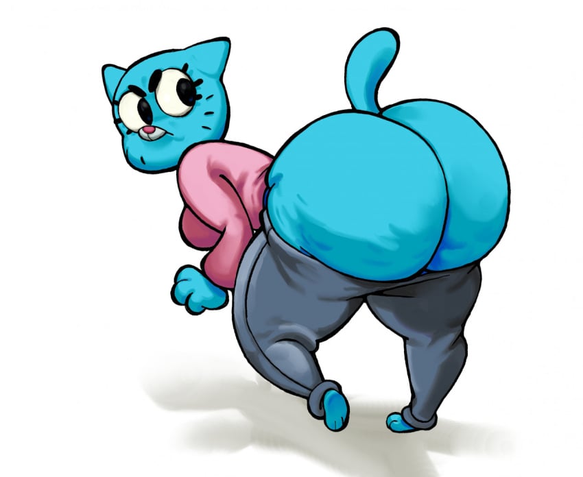 1girls angry anthro ass back_view bending_forward bending_over big_ass breast cartoon_network cat_ears cat_tail feline feline_humanoid female female_focus female_only furry huge_ass large_ass milf mother nicole_watterson nondelismell pants_down sideboob the_amazing_world_of_gumball thick_thighs thighs wardrobe_malfunction white_background