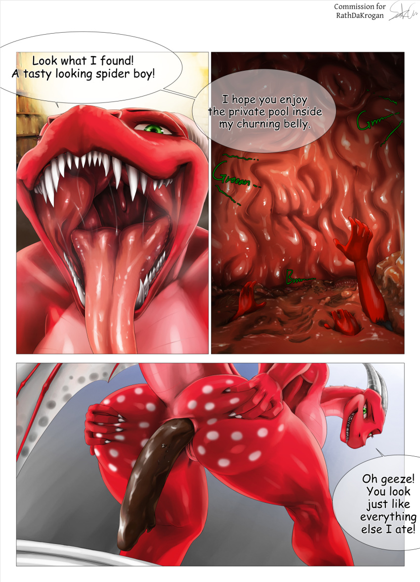 anthro ass digestion dragon duo english_text fatal_vore feces female hi_res male male/female nude open_mouth oral_vore organs red_dragon scat seekgr spread_butt spreading stomach text throat tongue tongue_out vore wings