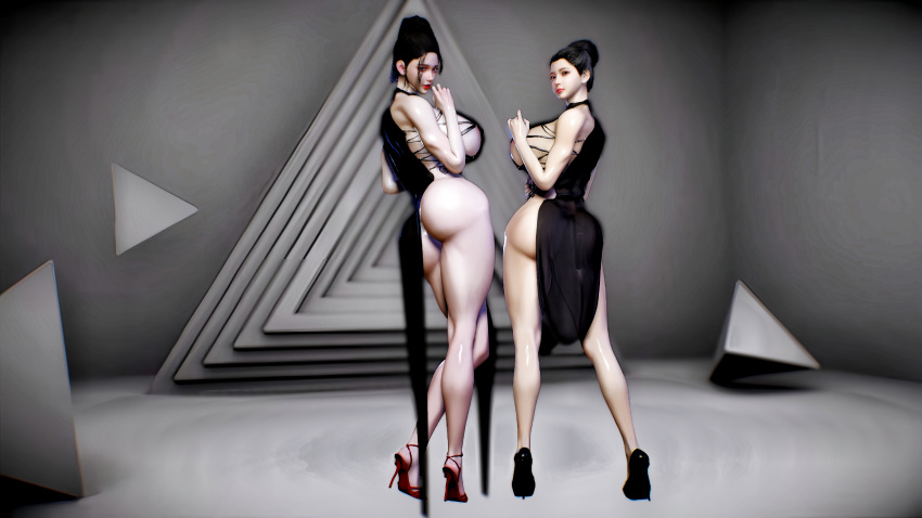 2girls 3d artist_request big_ass big_breasts big_thighs breasts curvaceous curvy curvy_figure female hips huge_ass huge_breasts huge_thighs large_ass large_breasts large_thighs light-skinned_female light_skin mature mature_female original original_character original_characters slim_waist thick thick_hips thick_legs thick_thighs thighs unknown_artist voluptuous waist wide_hips wide_thighs