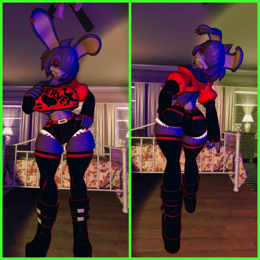 3d anthro big_ass big_breasts big_thighs bonfie bonfie_(cryptia) bonfie_(fn:rearousal) bunny_ears bunny_girl bunny_tail curvy_figure fap_nights_at_frenni's five_nights_at_freddy's fnaf fredina's_nightclub full_body fully_clothed furry purple_body purple_hair sfw sfw_version solo thick_thighs