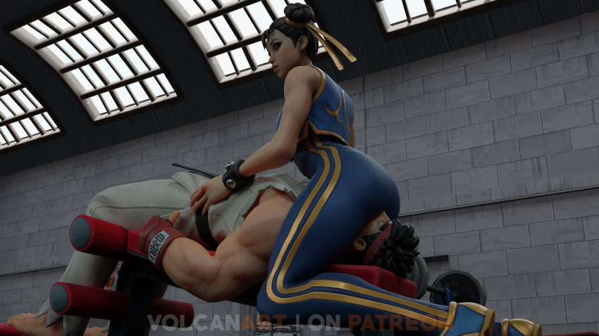 1boy 1girls 3d capcom chun-li chun-li_(fortnite) face_in_ass facesitting femdom fortnite ryu_(street_fighter) smothering street_fighter tagme thick_thighs thighhighs volcanart