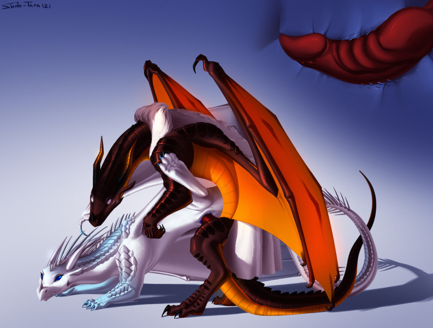 cloak clothed clothing dragon duo fan_character female feral icewing_(wof) internal male male/female partially_clothed penetration sex shido-tara simple_background skywing_(wof) vaginal_penetration vaginal_penetration wings_of_fire