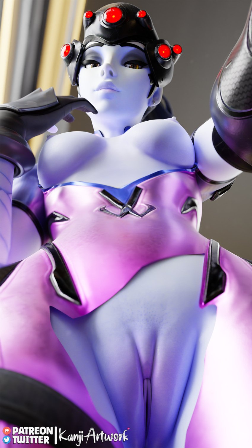 1girls 3d 3d_(artwork) breasts_out camel_toe cameltoe close-up exposed_breasts exposed_pussy female female_focus female_only highres kanjiartwork kanjihentai looking_at_viewer overwatch overwatch_2 pussy ripped_clothing selfie shaved_pussy small_breasts widowmaker