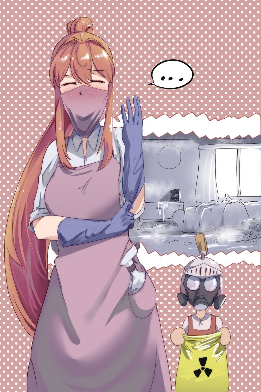 ... after_sex bodily_fluids both_eyes_closed carmach101 closed_eyes cum cum_everywhere doki_doki_literature_club eyes_closed face_mask gloves implied monika_(doki_doki_literature_club) semen