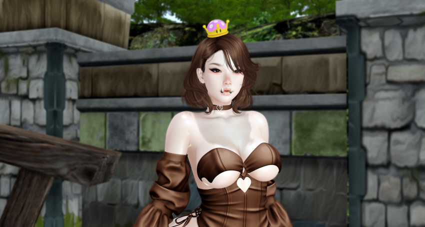 3d cosplay goombette princess second_life super_crown super_mario_bros.