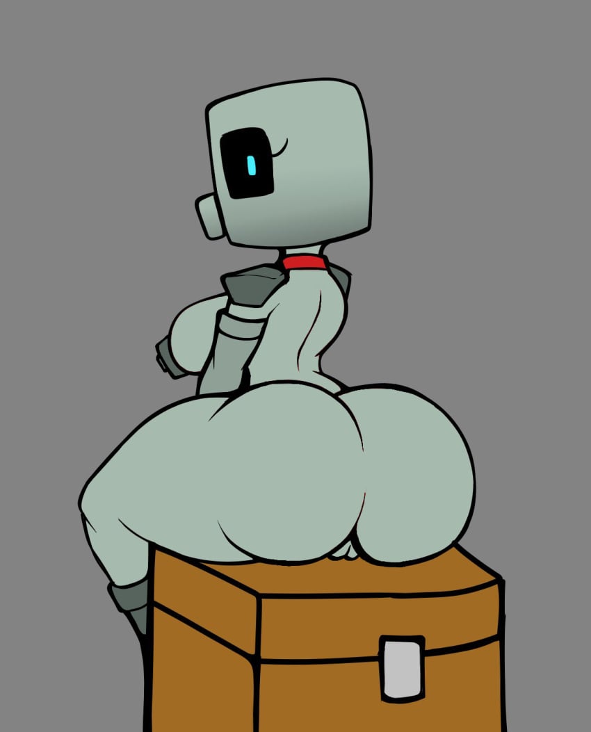 1girls ass big_ass black_sclera colored_sclera edit female_only golem large_ass looking_back minecraft mrdrezq naked naked_female pussy_peek sitting solo thick_thighs tuff_golem