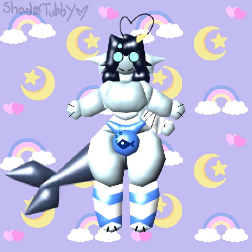 anglerfish aquatic black_hair femboy fish humanoid long_hair male male_only pressure_(roblox) sebastian_solace thick_legs thick_tail thick_thighs thighs thighsocks