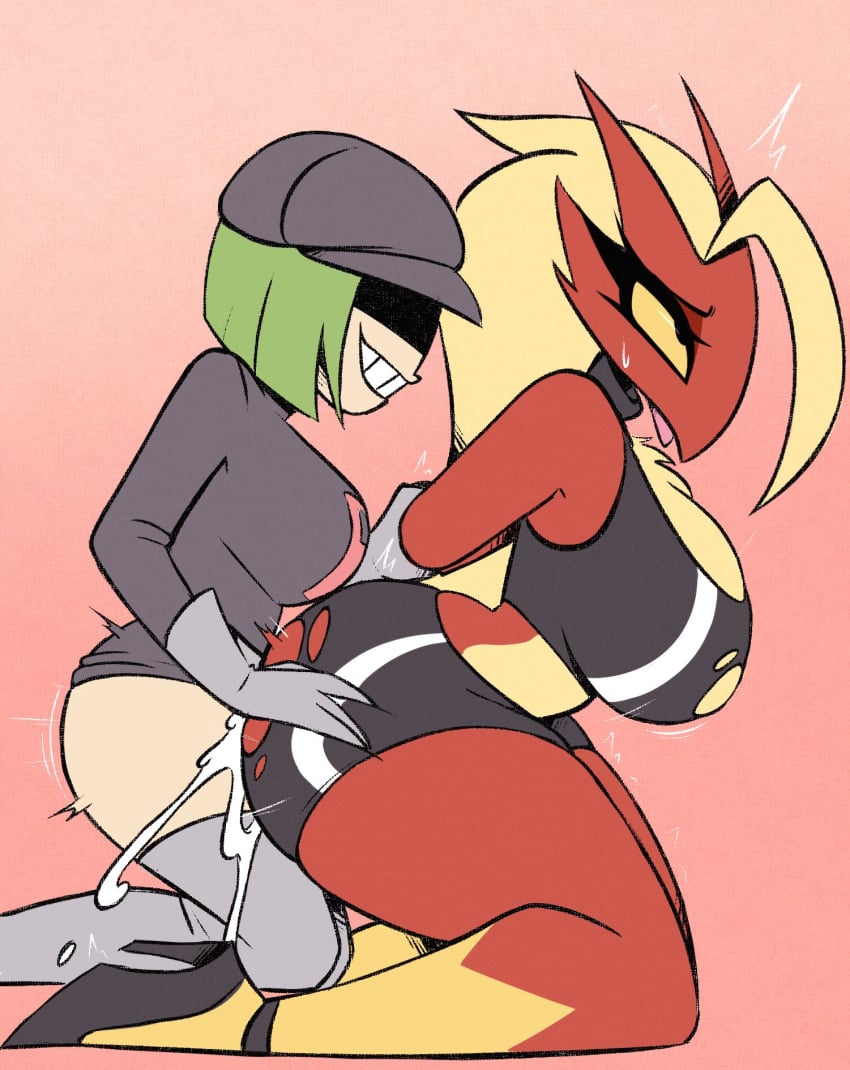 1futa 1girls anthro black_eyes blaziken blonde_hair bubble_butt clothed_sex clothing cum cum_in_ass female futanari game_freak generation_3_pokemon green_eyes heels huge_breasts human_on_anthro long_hair nelljoestar nintendo pokémon_(species) pokemon pokemon_(species) pokemon_rse red_background red_fur ripped_clothing sex sex_from_behind shirt short_hair short_shorts shorts sports_bra sportswear team_rocket team_rocket_grunt team_rocket_grunt_(female) thick_thighs thighhighs tongue tongue_out yellow_fur yellow_sclera