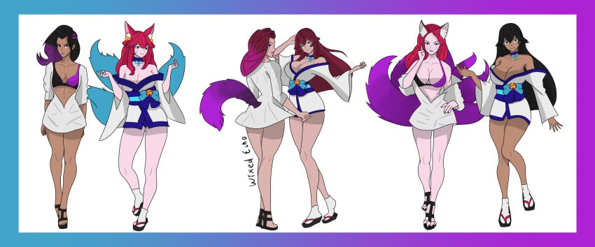 ahri asian_female asianification ass_expansion breast_expansion female female_only identity_swap latina latinaification league_of_legends multiple_girls overwatch overwatch_2 race_swap sfw sombra spirit_blossom_ahri spirit_blossom_series thigh_expansion transformation transformation_sequence wixedecho