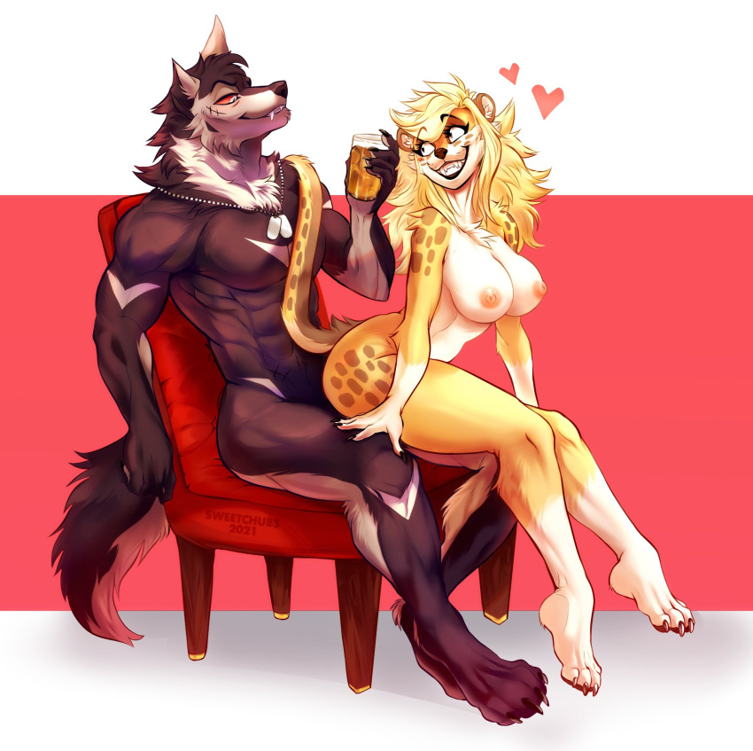 alma_(capaoculta) anthro cheetah duo felid feline female hi_res lapdance male male/female mammal nipples on_lap osiris_callisto sitting_on_lap sweet_chubbs were