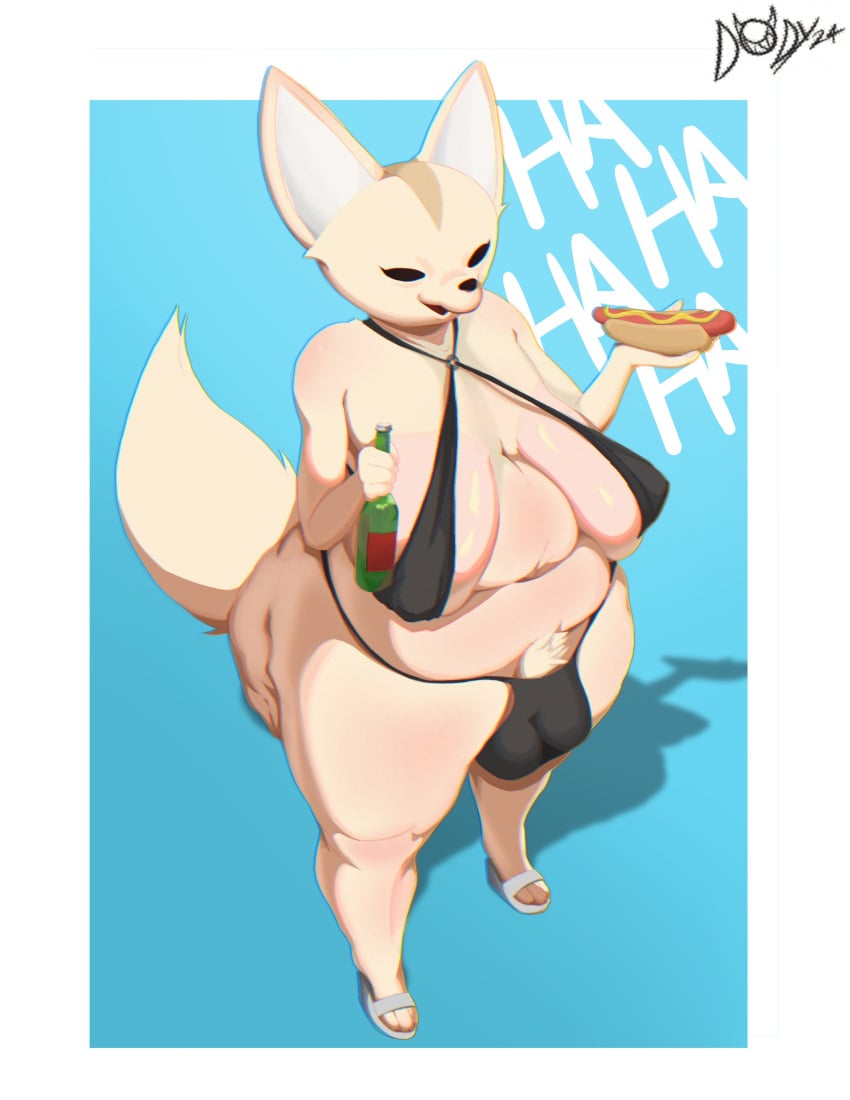 1futa 3_toes 4_fingers absurd_res aggressive_retsuko aggretsuko alternate_version_at_source alternate_version_available anthro artist_logo artist_name artist_signature beer beer_bottle beige_fur beige_skin belly belly_button bottle bulge chubby clavicle digital_drawing_(artwork) digital_media_(artwork) doomsday_(doomsday-ent) english_text fat_ass fat_rolls fennec fennec_fox fenneko food fox fur furry_only futa_only futanari hi_res hot_dog intersex large_breasts laugh laughing micro_bikini mustard navel open_mouth plump pubic_hair sandals sanrio self_upload shortstack tail thick_thighs thunder_thighs wedge_heels wide_hips