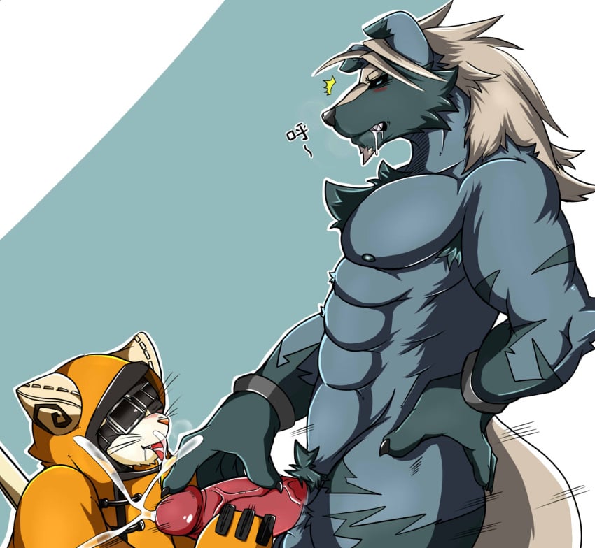 alex168wang anthro balls bara barazoku blazblue boner cum erection feline furry gay handjob jubei_(blazblue) male male_only muscles muscular nude orgasm penis valkenhayn_r._hellsing werewolf wolf