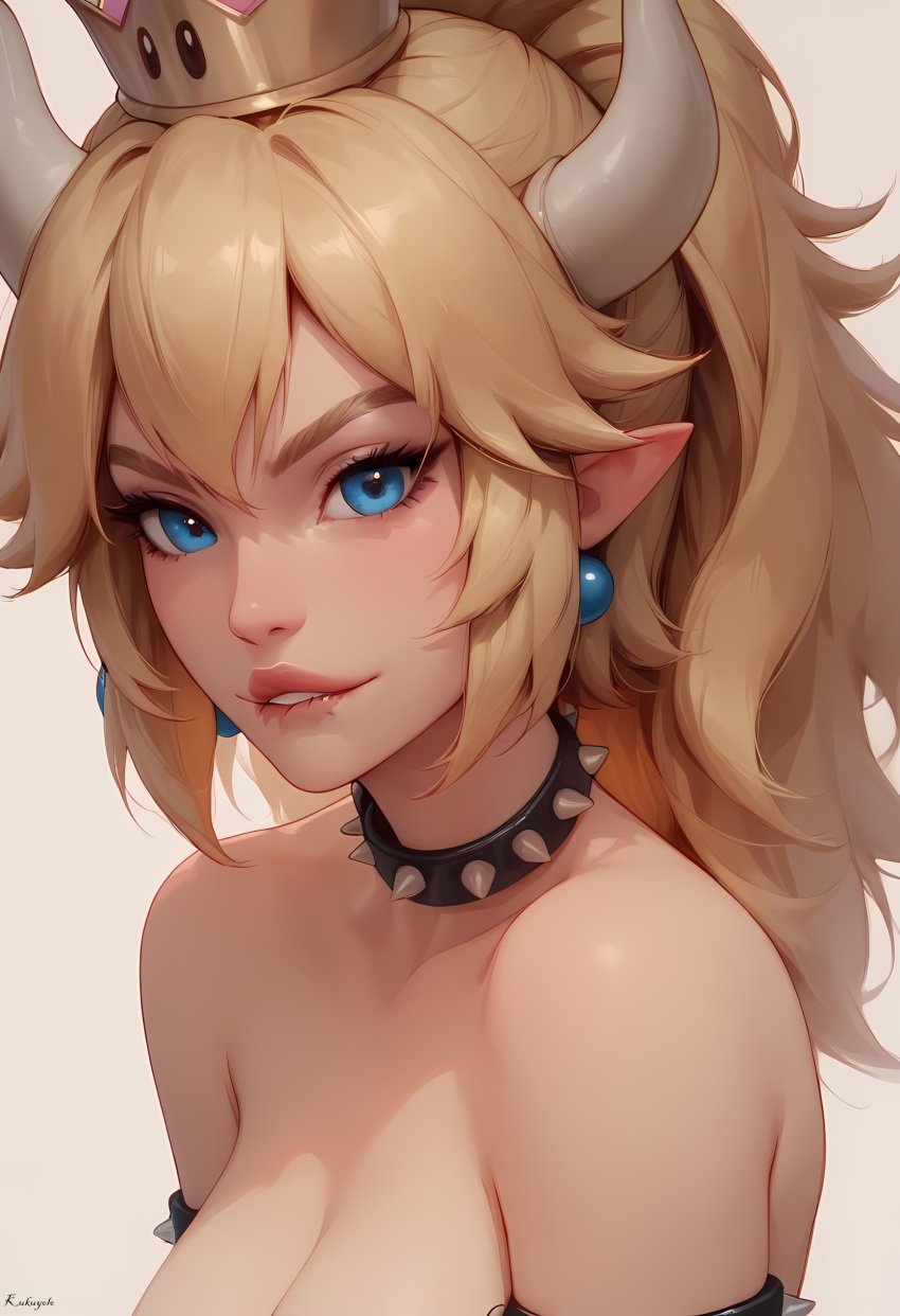 ai_generated blonde_hair bowsette choker kuku kukuyolo medium_breasts portrait sexy