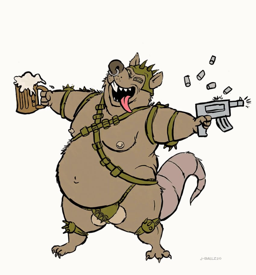 2d_animation 3_toes 4_fingers alcohol animated anthro armor ball_slip ball_tuft balls beer belly belly_tuft beverage big_belly big_nose big_tail boss_rat brown_body brown_fur brown_nose buckteeth bulge bullet claws colored container cup curling_tail dated digital_drawing_(artwork) digital_media_(artwork) excited excited_male facial_piercing feet finger_claws fingers firing_weapon flailing flat_colors fur genitals gun half-closed_eyes hanging_belly happy harness headgear helmet hi_res hip_tuft holding_beer_mug holding_container holding_cup holding_machine_gun holding_mug holding_object huge_belly jwbalsley lines_drawn loop machine_gun male mammal moobs morbidly_obese morbidly_obese_anthro morbidly_obese_male mug murid murine narrowed_eyes navel nipples nose_piercing nose_ring nude obese obese_anthro obese_male overweight overweight_anthro overweight_male piercing pink_tail pinup plantigrade pose ranged_weapon rat ribs ring_piercing rodent sharp_teeth shell_(projectile) shooting shooting_gun shoulder_pads signature simple_background smile solo spiked_armor spiked_elbow_pads spiked_helmet spiked_knee_pads spiked_shoulder_pads spikes standing tail tail_motion tan_balls tan_nipples teeth thick_calves thick_tail thick_thighs toe_claws toes tongue tongue_out tuft waving_arms weapon whiskers white_background