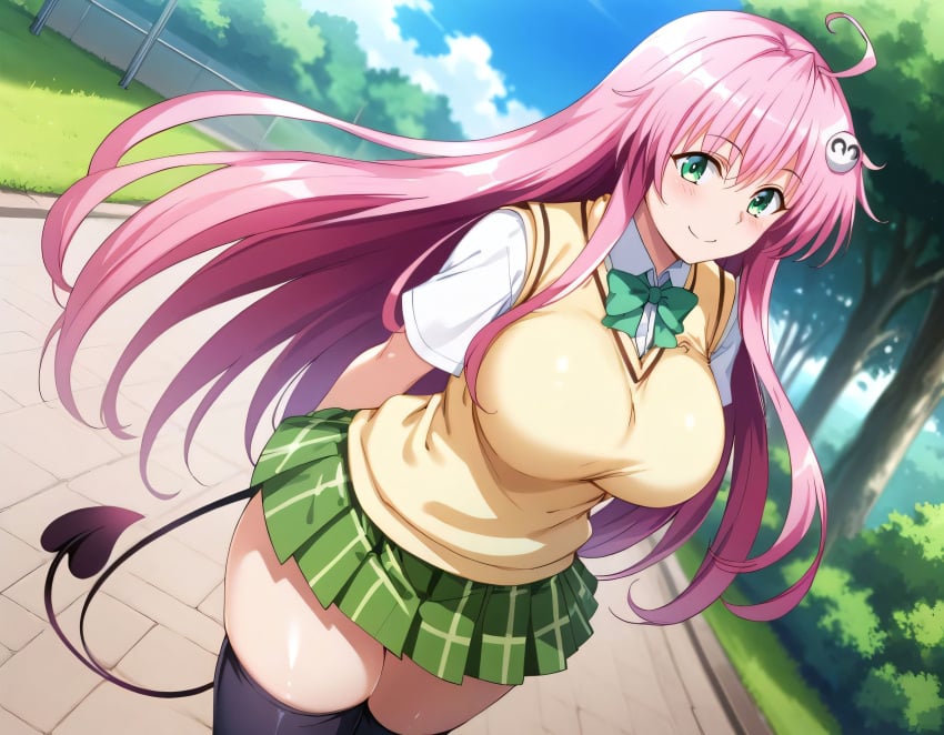 1girls ai_generated alternate_breast_size big_breasts bostin breasts busty curvaceous curvy curvy_body curvy_female curvy_figure female huge_breasts lala_satalin_deviluke large_breasts sweat sweating sweaty sweaty_body sweaty_breasts thick_thighs thighs to_love-ru venus_body voluptuous