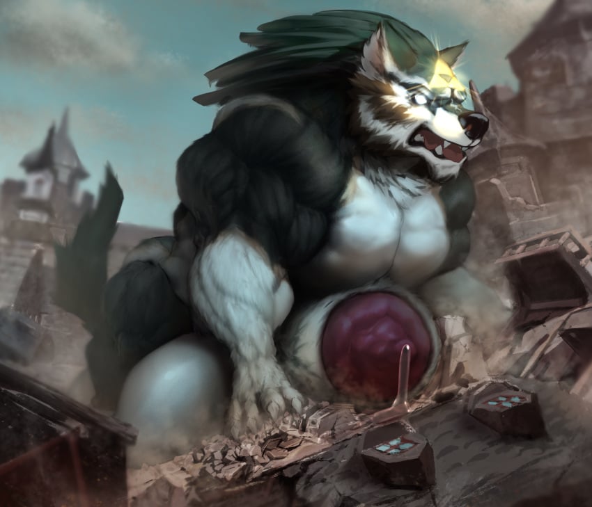 absurd_res animal_genitalia animal_penis balls biceps big_balls big_muscles big_penis big_sheath bodily_fluids canid canine canine_penis canis dust_yang feral fur genital_fluids genitals hair hi_res huge_balls huge_cock huge_muscles huge_sheath hyper hyper_balls hyper_genitalia hyper_muscles hyper_penis hyper_sheath link macro male mammal muscular muscular_male nintendo open_mouth pecs penis precum sheath solo the_legend_of_zelda triforce twilight_princess video_games wolf wolf_link