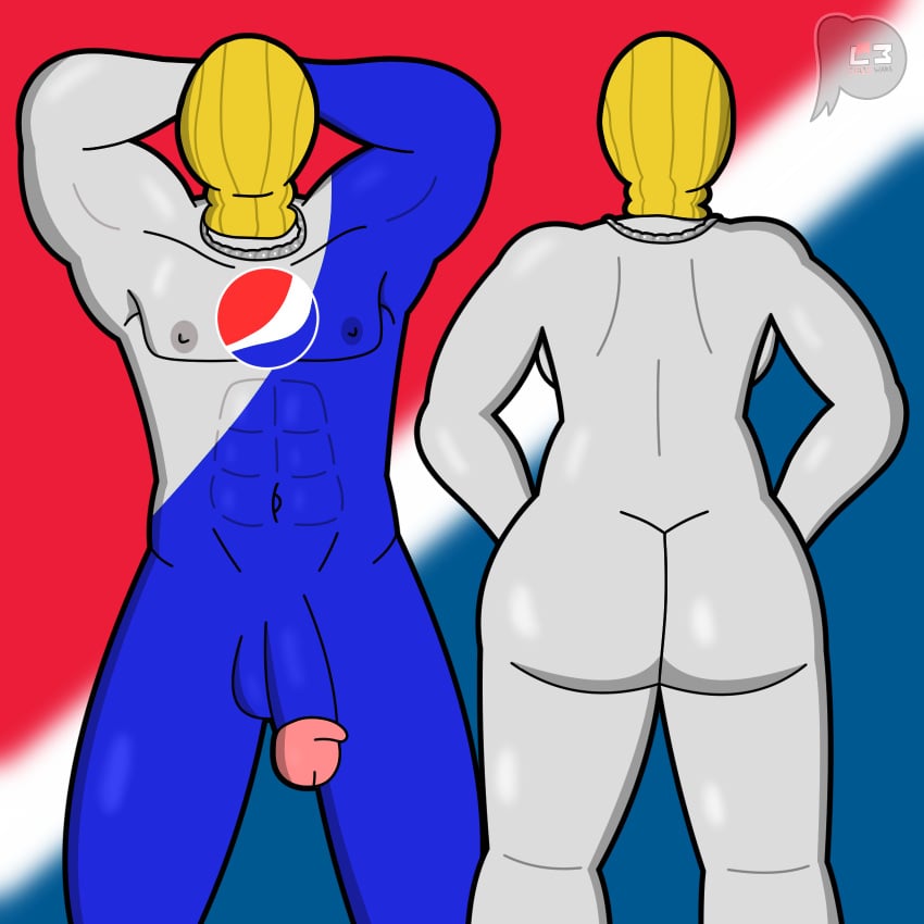 2022 abs ass balaclava balls breasts chain_necklace digital_drawing_(artwork) digital_media_(artwork) duo female genitals hi_res humanoid jewelry lewdware male male/female mask muscular muscular_male necklace neckwear nipples nude penis pepsi pepsiman pepsiwoman shaded signature