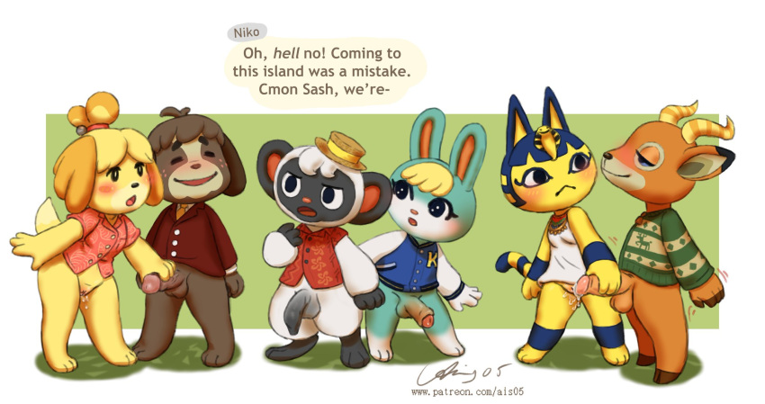 2021 2girls 4boys :< ?! absurd_res ais05 angry animal_crossing ankha ankha_(animal_crossing) anthro beau_(animal_crossing) biped blush bodily_fluids bottomless canid canine canis casual cervid clothed clothing dialogue digby_(animal_crossing) digital_media_(artwork) domestic_cat domestic_dog dominant dominant_female english_text erection excited felid feline felis female foreskin fur furry furry_only genital_fluids genitals group haplorhine happy hat headgear headwear hi_res holding_penis humanoid_genitalia humanoid_penis incest isabelle_(animal_crossing) lagomorph leporid male male/female mammal manual mind_control monkey niko_(animal_crossing) nintendo opposite_sex_twins outerwear partially_clothed penis precum primate pussy pussy_juice rabbit sasha_(animal_crossing) standing surprise tail tail_motion text topwear video_games