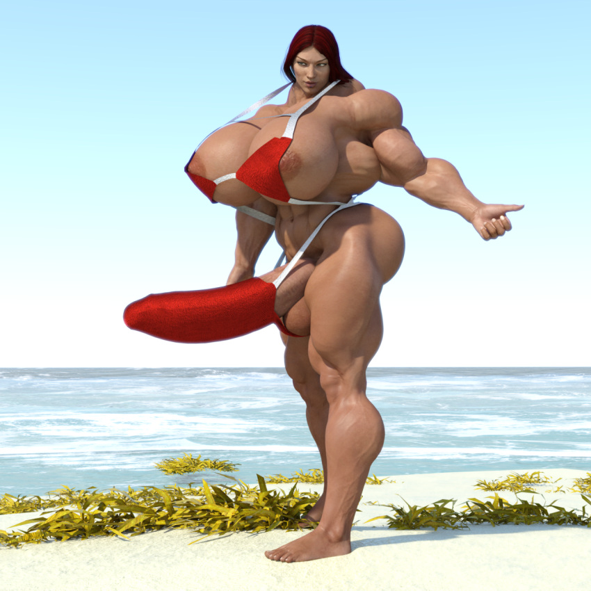 3d 3d_(artwork) abs big_balls big_muscles big_penis bikini bodybuilder cock dickgirl futanari graciart huge_balls huge_cock hyper_ass hyper_genitalia hyper_muscles hyper_penis muscular muscular_arms muscular_futanari muscular_legs muscular_thighs red_hair