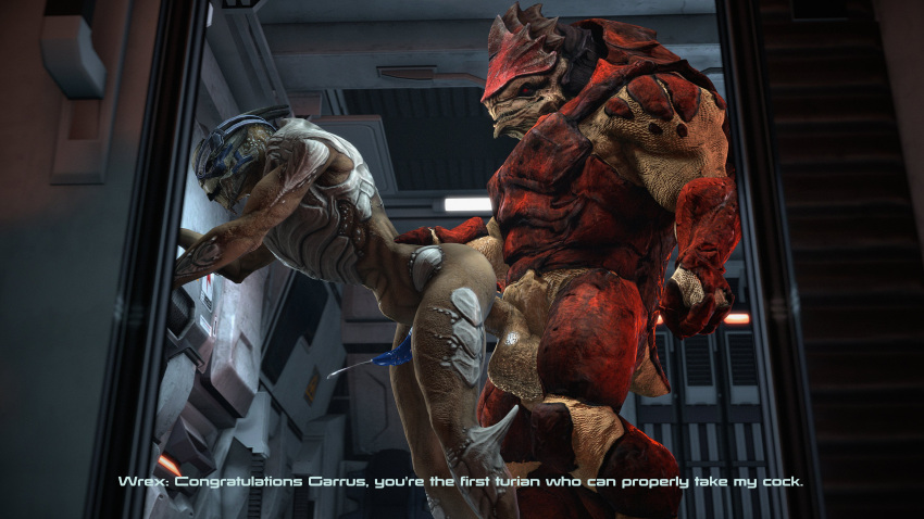 16:9 3d 3d_(artwork) 4_balls 4k absurd_res alien anal balls blue_penis bodily_fluids cheap-wazoo cum cum_while_penetrated digital_media_(artwork) duo english_text erection garrus_vakarian gay genital_fluids genitals hi_res krogan male male/male male_only mass_effect multi_balls multi_genitalia penetration penis red_eyes sex text turian urdnot_wrex video_games visor widescreen yaoi