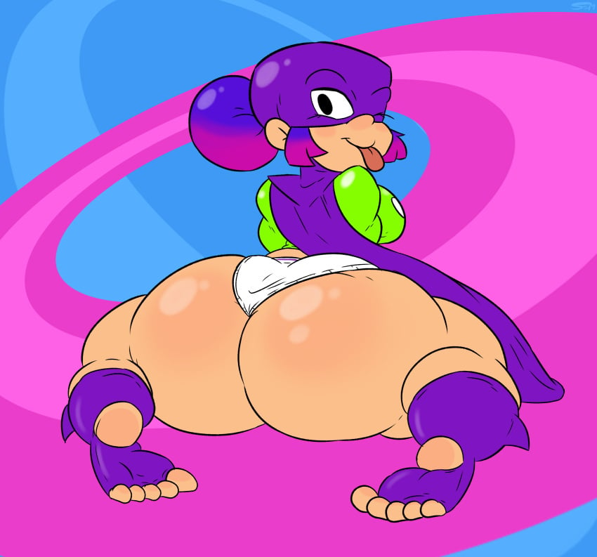 1girls 2020 absurd_res ass big_ass big_butt blue_background bottom_heavy breasts bubble_ass bubble_butt cape cartoony cosplay fanboy_(character) fanboy_and_chum_chum fat_ass fat_butt female female_only giant glitch_techs green_shirt hi_res high_socks highres huge_ass huge_butt large_ass large_butt legs_apart looking_at_viewer looking_back miko_kubota netflix nickelodeon nicktoons purple_cape purple_hair purple_socks sitting_on_knees solo supahstudiomann_(artist) sweetspicymann swirl thick thick_ass thick_thighs tongue tongue_out underwear wide_hips wink