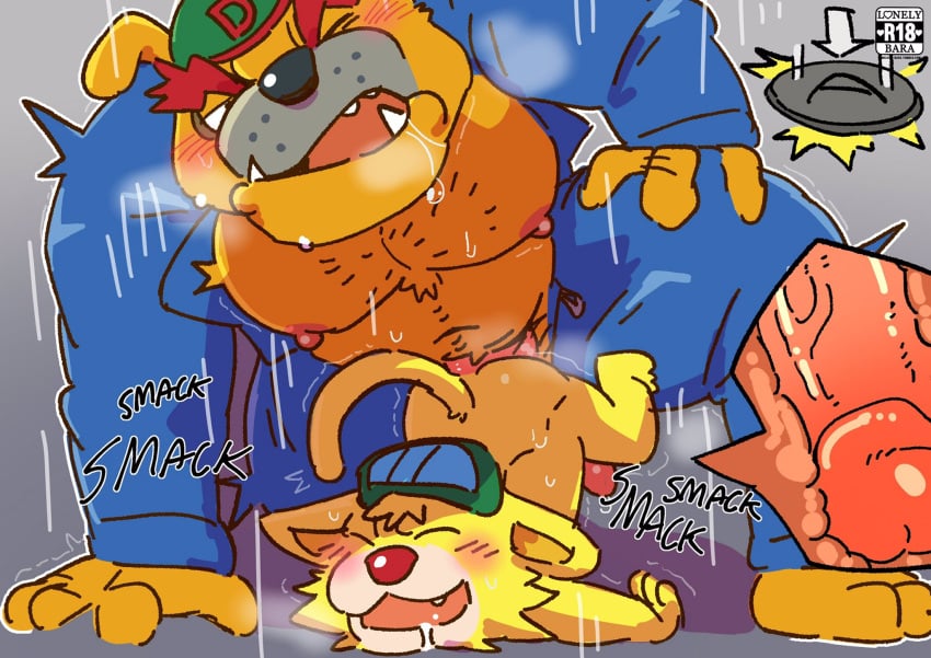 2boys anal big_muscles bodily_fluids dribble_(warioware) drooling erect_nipples gay gay_sex genitals hi_res internal loneliestbara male male/male male_only muscular nipples overweight overweight_male penis saliva sex size_difference spitz_(warioware) warioware