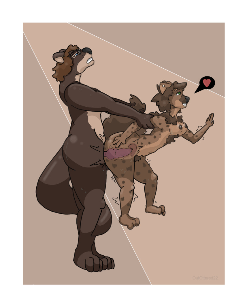 about_to_blow anthro big_feet big_penis blue_eyes bodily_fluids border breasts brown_body brown_fur brown_hair carry_position carrying carrying_partner cervical_penetration cervix cervix_kiss chest_tuft clenched_teeth crying deep_penetration drool_on_face drooling duo ear_piercing ears_back ears_down eyewear feet female fur genitals glasses grabbing_arm green_eyes hair hand_on_wall head_back heart hi_res hyaenid in_the_air internal jericho_(outottered22) knot knotting larger_male lutrine male male/female mammal mustelid nipple_piercing nipples penetration penis piercing pivoted_ears pubes saliva shaking shaking_legs size_difference slamming smaller_female speech_bubble spots spotted_body sweat sweatdrop tail_around_leg tail_grab tears teeth throbbing_penis tight_fit translucent tuft twitching uterus vaginal_penetration white_border