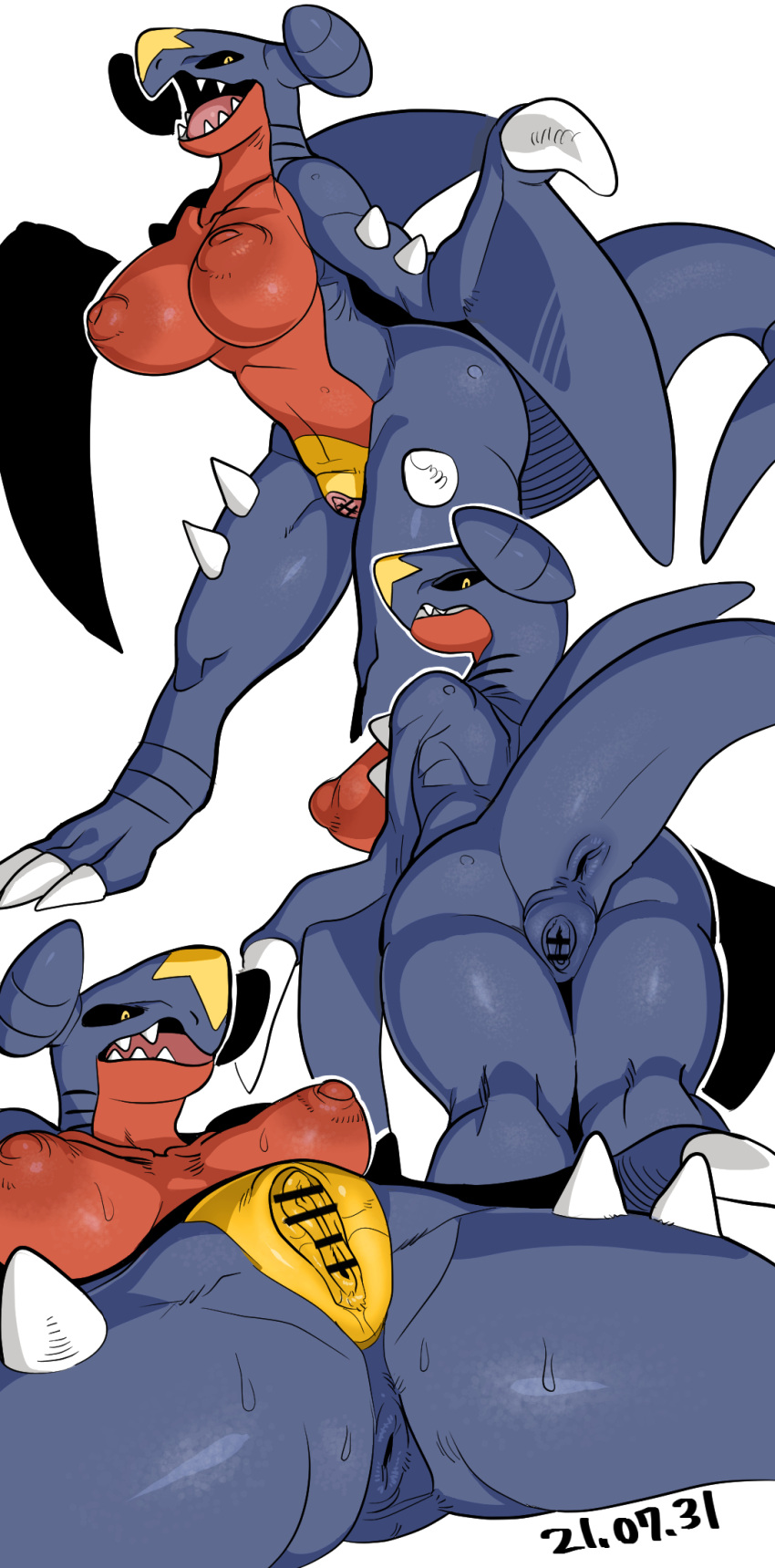 anthro anus breasts censor_bar censored claws dragon female garchomp genitals hi_res ineffective_censorship mammal nekubi nintendo nipples nude pokémon_(species) pokemon pokemon_(species) pussy scalie smile video_games